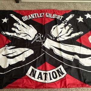 Huge Fan club exclusive autographed, Brantley Gilbert reversible flag.